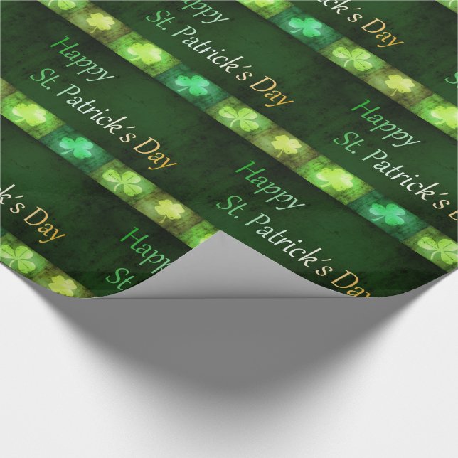 Grungy St. Patrick's Day Shamrocks Wrapping Paper (Corner)