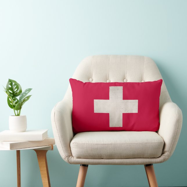 Grungy Switzerland Cross Lumbar Cushion (Chair)