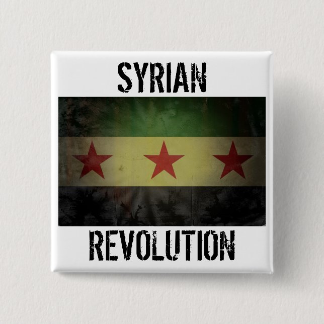 Grungy "Syrian Revolution" Syria Flag 15 Cm Square Badge (Front)