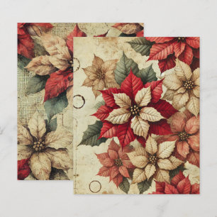 Grungy Tattered Poinsettia Florals Scrapbook Paper
