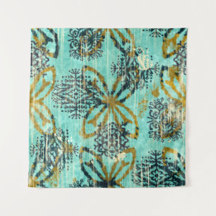 Grungy Tribal: Ethnic Rug Motif Tapestry