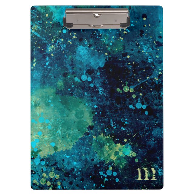 Grungy Turquoise and Yellow Clipboard (Front)