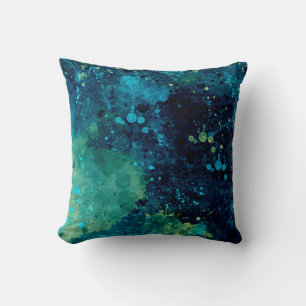 Grungy Turquoise and Yellow Cushion