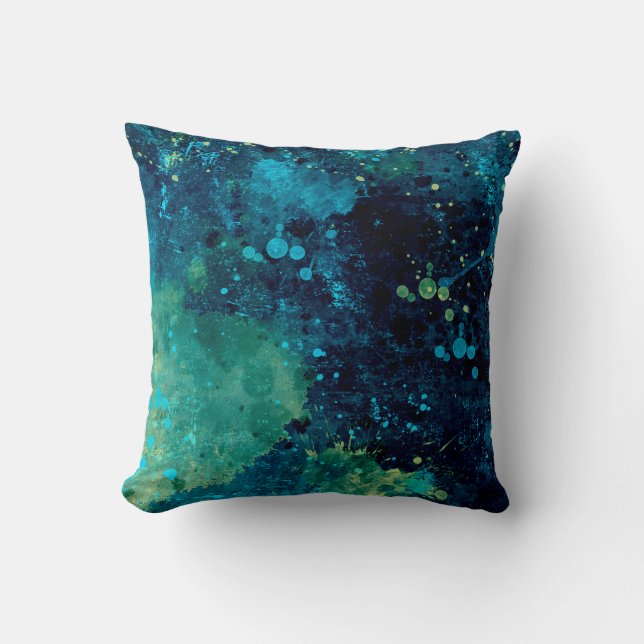 Grungy Turquoise and Yellow Cushion (Front)