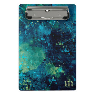 Grungy Turquoise and Yellow Mini Clipboard
