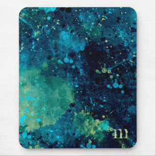 Grungy Turquoise and Yellow Mouse Pad