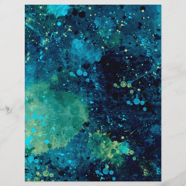 Grungy Turquoise and Yellow Scrapbook Paper (Front)