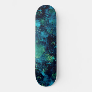 Grungy Turquoise and Yellow Skateboard