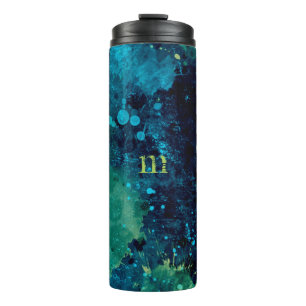 Grungy Turquoise and Yellow Thermal Tumbler