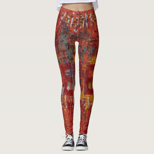 Grungy Urbex Graffiti Wall Abstract Yoga Running Leggings (Front)