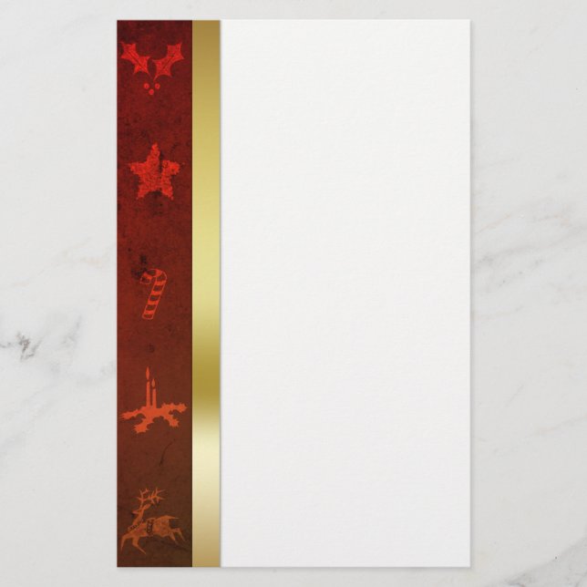 Grungy Vintage Gold Christmas Stationery (Front)