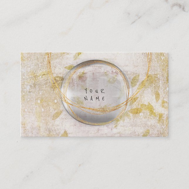 Grungy Wall Golden Foil Glass White Fall Vip Business Card (Front)