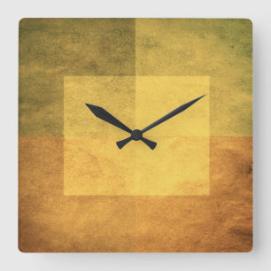 grungy watercolor-like graphic abstract 2 square wall clock