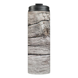 Grungy weathered horizontal silvery unpainted barn thermal tumbler