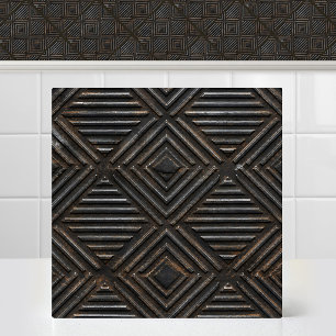 Grungy Weathered Steel Diamond Metal Plate Ceramic Tile