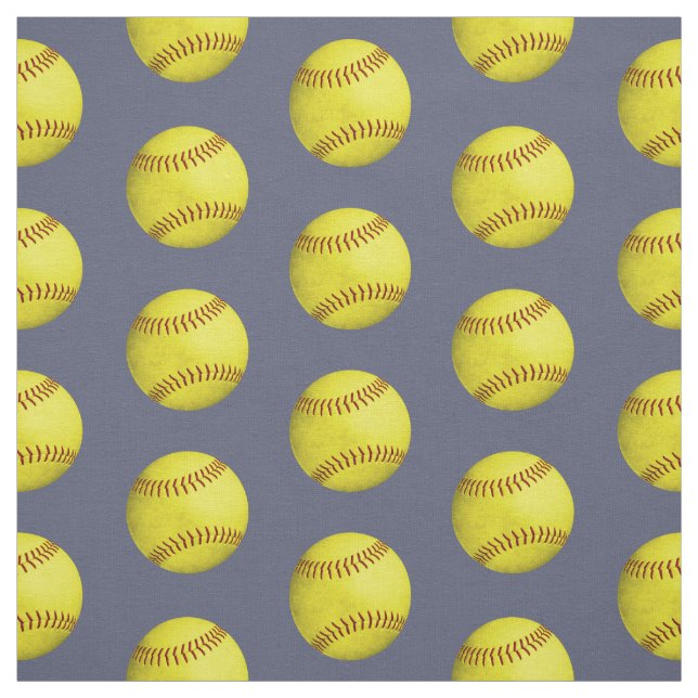 grungy yellow softballs pattern on slate blue grey fabric (Swatch)