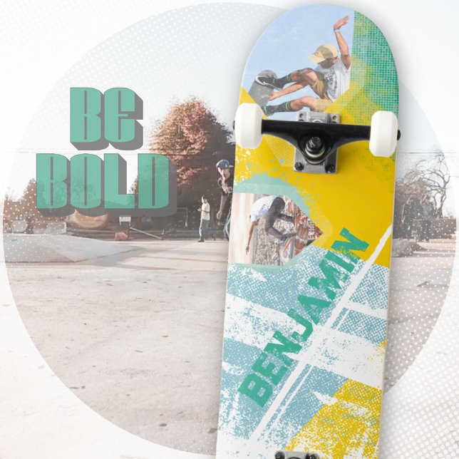 Grungy Yellow Teal Urban Street Graffiti  Skateboard (Grungy Yellow Teal Urban Street Graffiti Skateboard ©Susanne Sachers - Sunny Wanderlust 🌞✈️)