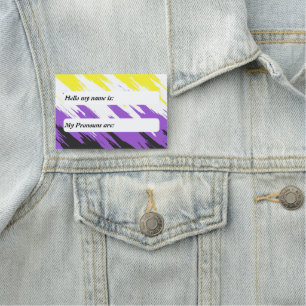 Grungy Zigzag Customisable Nonbinary Pride Flag Name Tag