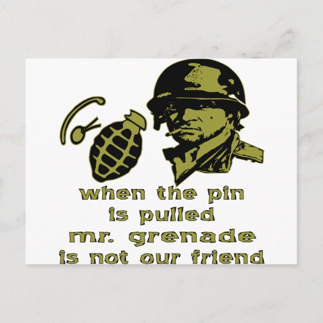 Grunt When The Pin Is Pulled Mr. Grenade Postcard (Front)