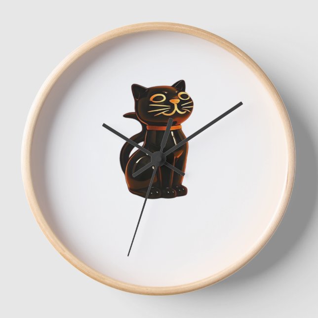 Grusel Cat Halloween Gift Classic T-Shirt Clock (Front)