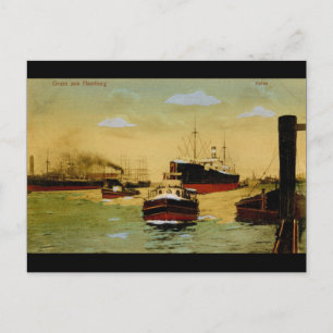 Gruss aus Hamburg, Hafen Vintage Postcard