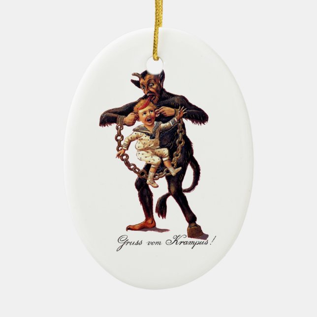 Gruss vom (Greetings From) Krampus Ceramic Tree Decoration (Front)