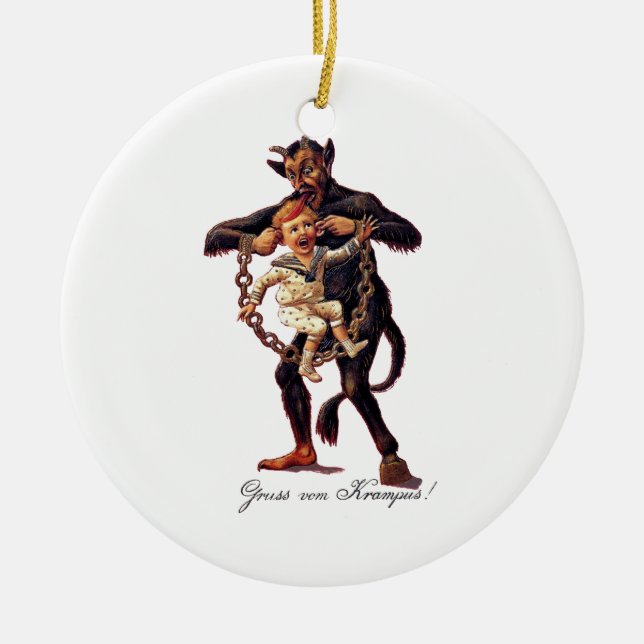 Gruss vom (Greetings From) Krampus Ceramic Tree Decoration (Front)