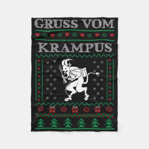 Gruss Vom Krampus Goth Ugly Christmas Sweater Kram Fleece Blanket