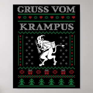 Gruss Vom Krampus Goth Ugly Christmas Sweater Kram Poster