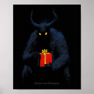Gruss Vom Krampus Horns Holiday Christmas Vintage Poster