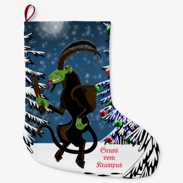 Gruss vom Krampus Large Christmas Stocking (Front)