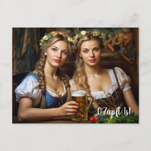 Grüße aus München! Bierzeltstimmung. Dirndl Postcard