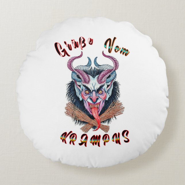 Grüße Vom Krampus Yule Devil December Krampusnacht Round Cushion (Front)