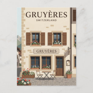 Gruyères Cafe Facade Switzerland Postcard