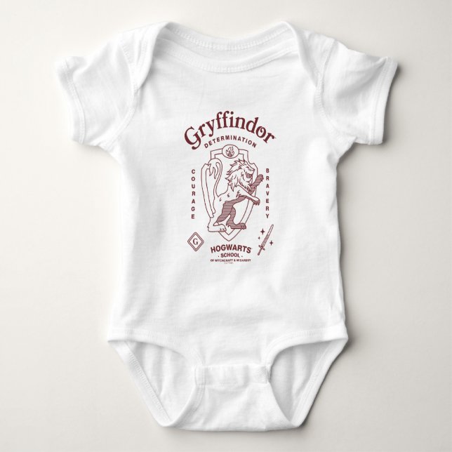 GRYFFINDOR™ Determination Courage Bravery Crest Baby Bodysuit (Front)