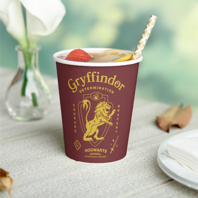 GRYFFINDOR™ Determination Courage Bravery Crest Paper Cups (Insitu)