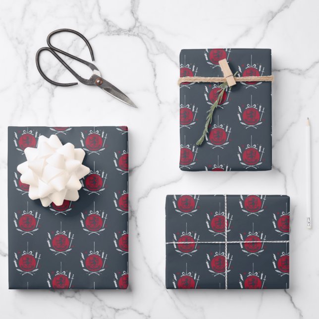 GRYFFINDOR™ Holiday Bauble Graphic Wrapping Paper Sheet (Front)