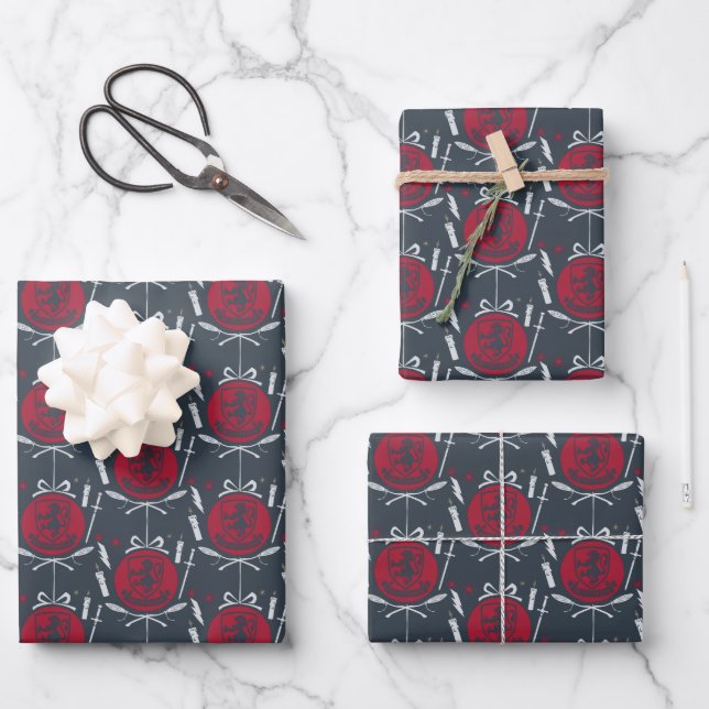 GRYFFINDOR™ Holiday Bauble Graphic Wrapping Paper Sheet (Front)