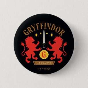 GRYFFINDOR™ House Double Lion Sword Graphic 6 Cm Round Badge