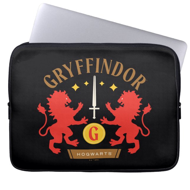 GRYFFINDOR™ House Double Lion Sword Graphic Laptop Sleeve (Front)