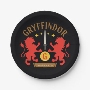 GRYFFINDOR™ House Double Lion Sword Graphic Paper Plate