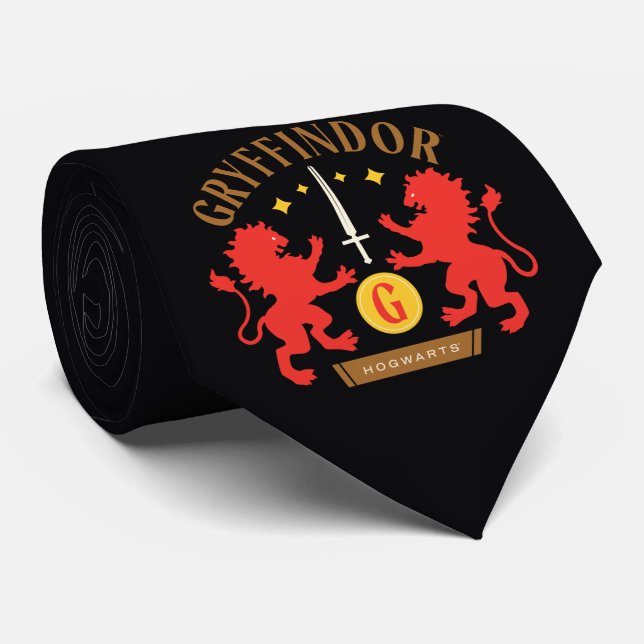 GRYFFINDOR™ House Double Lion Sword Graphic Tie (Rolled)