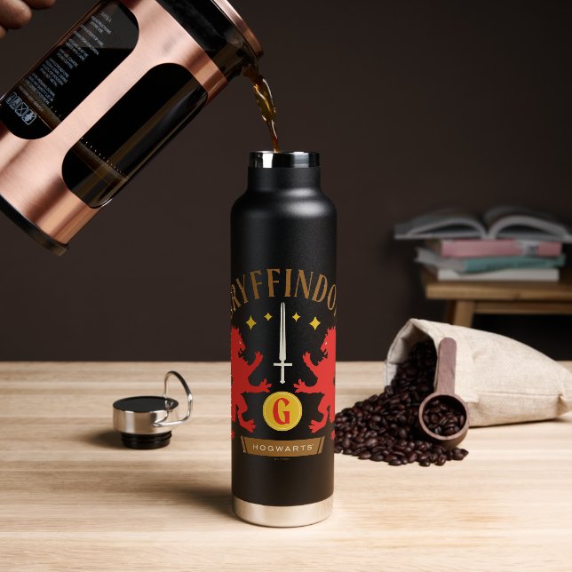 GRYFFINDOR™ House Double Lion Sword Graphic Water Bottle (Coffee)