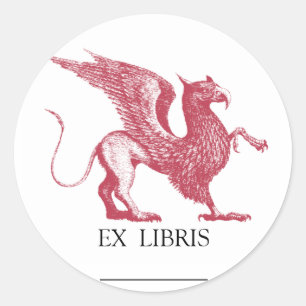 Gryphon Bookplate Classic Round Sticker