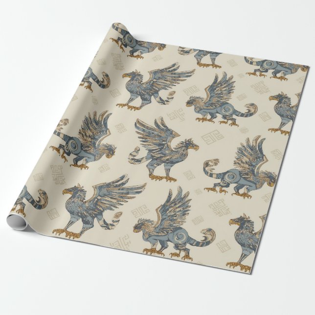Gryphon Hieroglyphs Wrapping Paper (Unrolled)