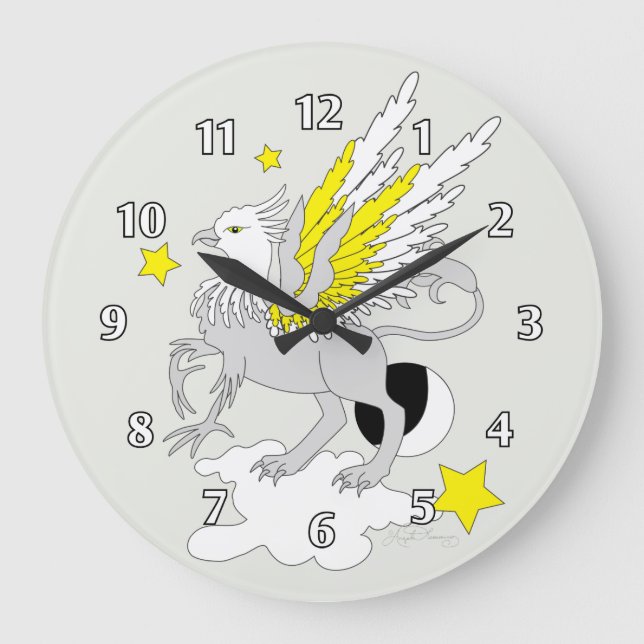 Gryphon or Griffin Yellow Large Clock (Front)