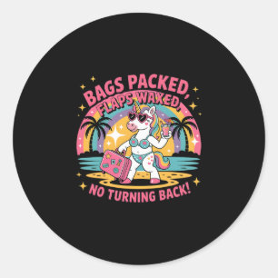 Gs Packed Flaps Waxed Unicorn Girls Trip Summer Va Classic Round Sticker