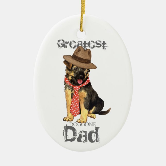 GSD Dad Ceramic Ornament (Front)