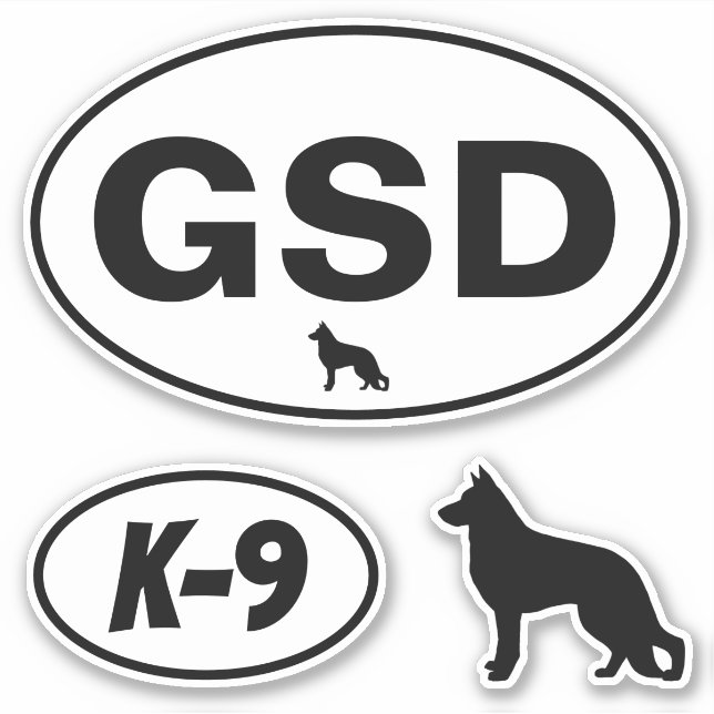 GSD German Shepherd Dog K-9 Oval Sticker Set (Front)