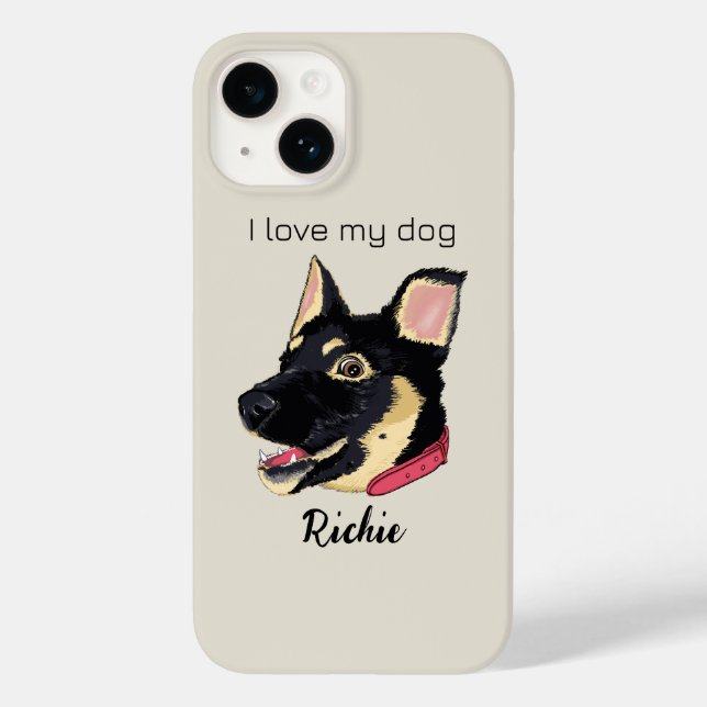 GSD Puppy Illustration Monogram Dog Lover Gift Case-Mate iPhone Case (Back)